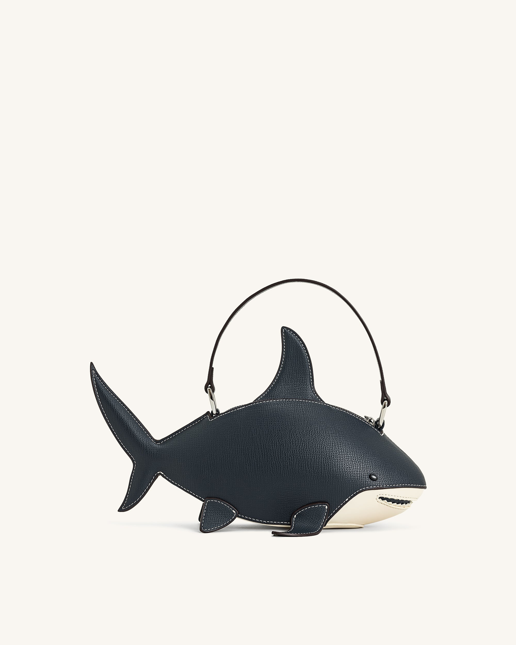 Nerys Shark Look Top Handle Bag - Dark Blue | JW PEI