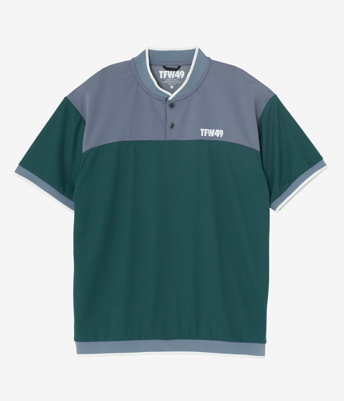 TFW49 - COLLAR LESS LINE POLO | ポロシャツ | グリーン×ブルーグレー