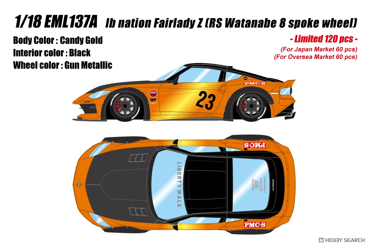 lb nation Fairlady Z(RZ34) (RS Watanabe 8spoke wheel) Candy Gold
