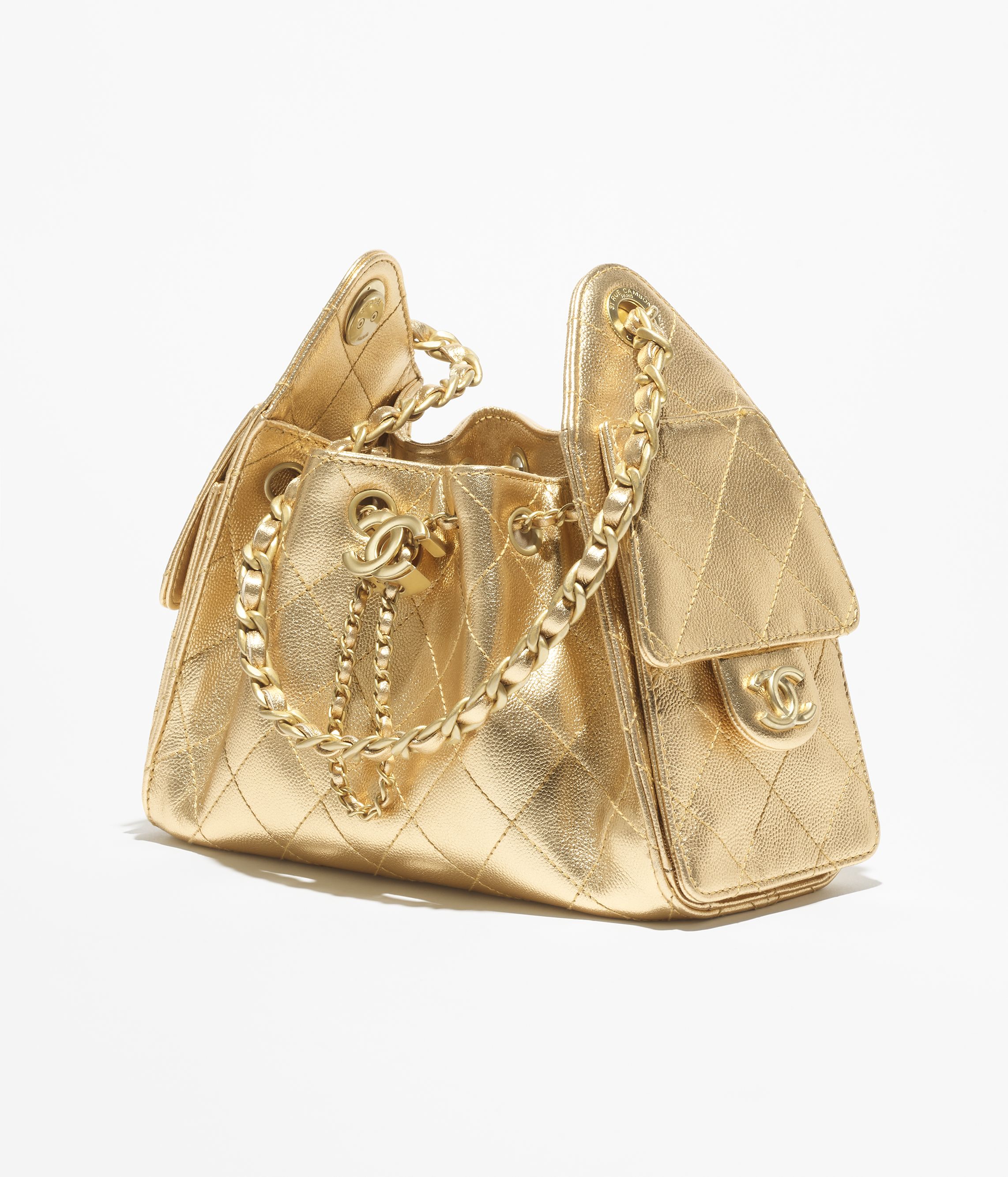 Chanel 25 mini handbag, Metallic grained calfskin & gold-tone