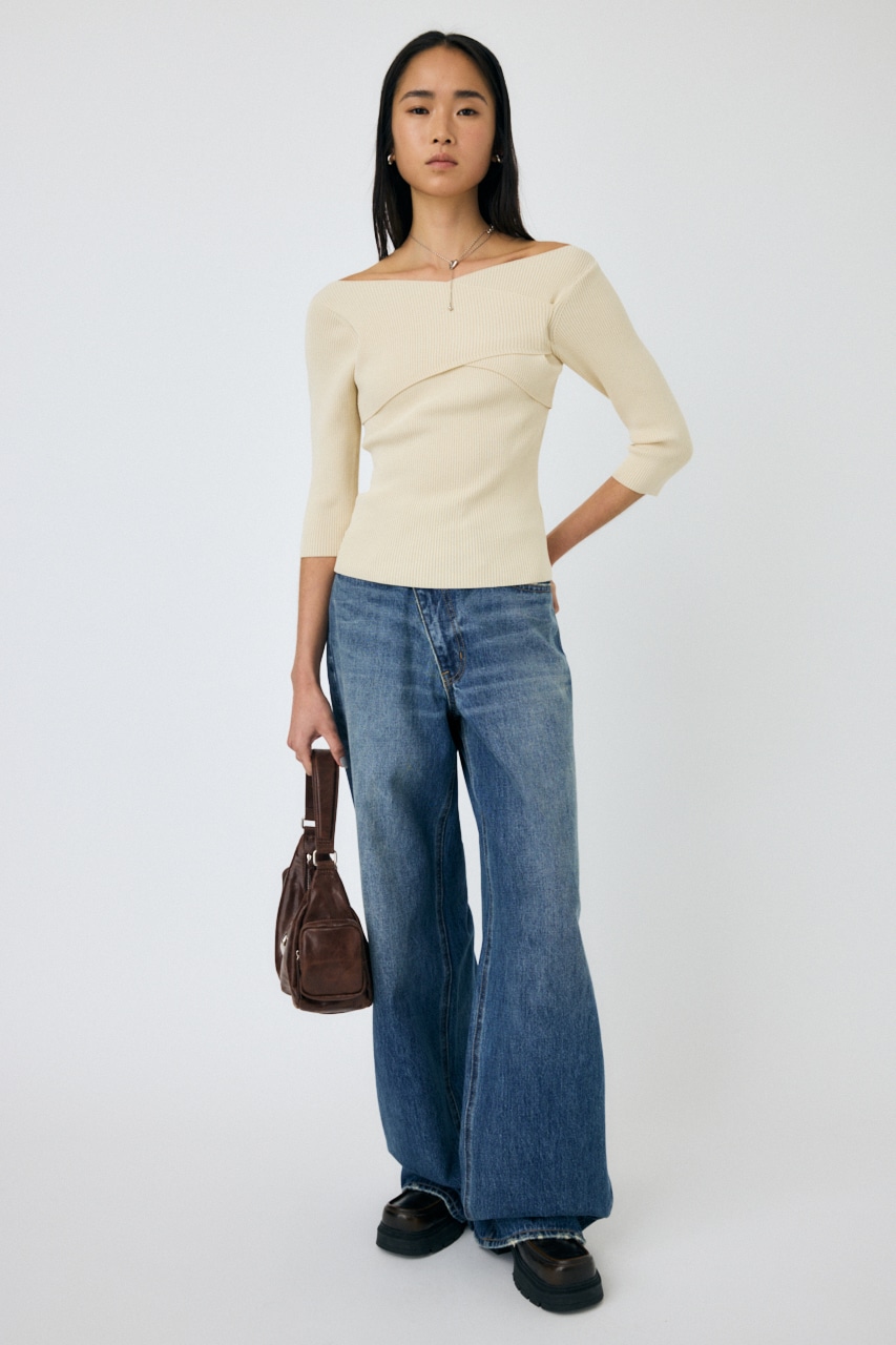 MOUSSY | CROSS OFF SHOULDER ニットトップス (ニット ) |SHEL'TTER