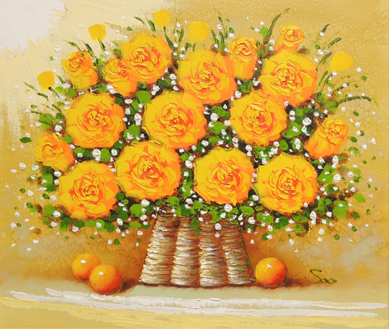 バラの油彩画 大きさA4 木の枠付いていません！ 作者さんは賞を受賞