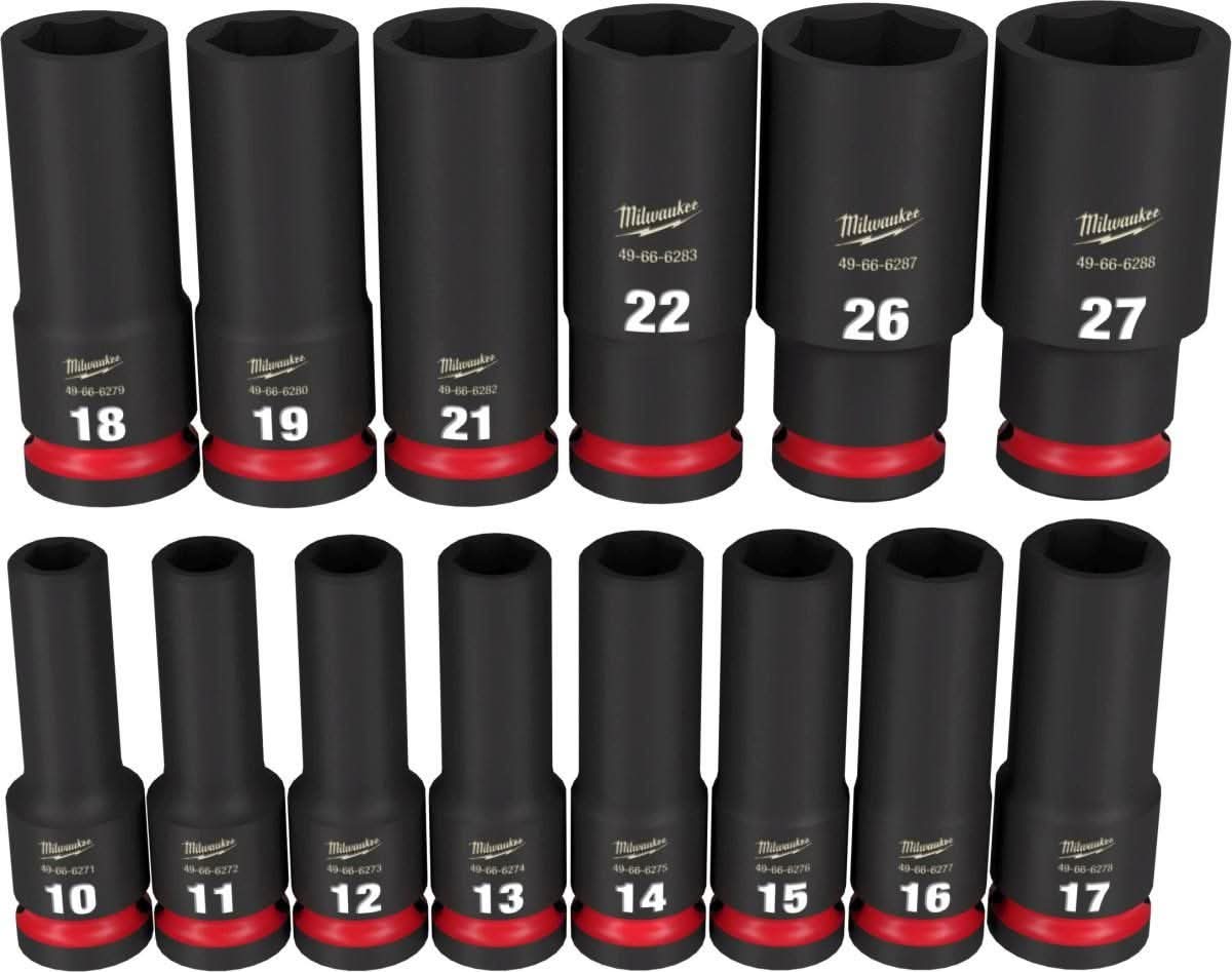 Milwaukee 49-66-7014 14-Piece SHOCKWAVE 1/2-Inch Drive Metric Deep