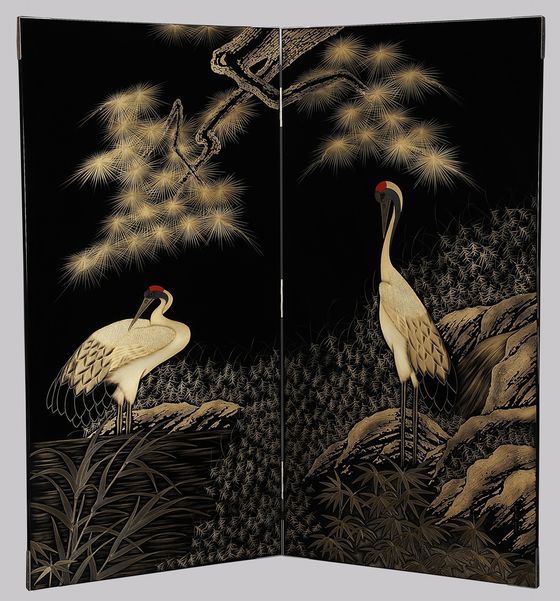 輪島塗 鶴亀蒔絵 壹対 高級漆器 共箱 共布 輪島塗 鶴亀蒔絵 壹対 高級