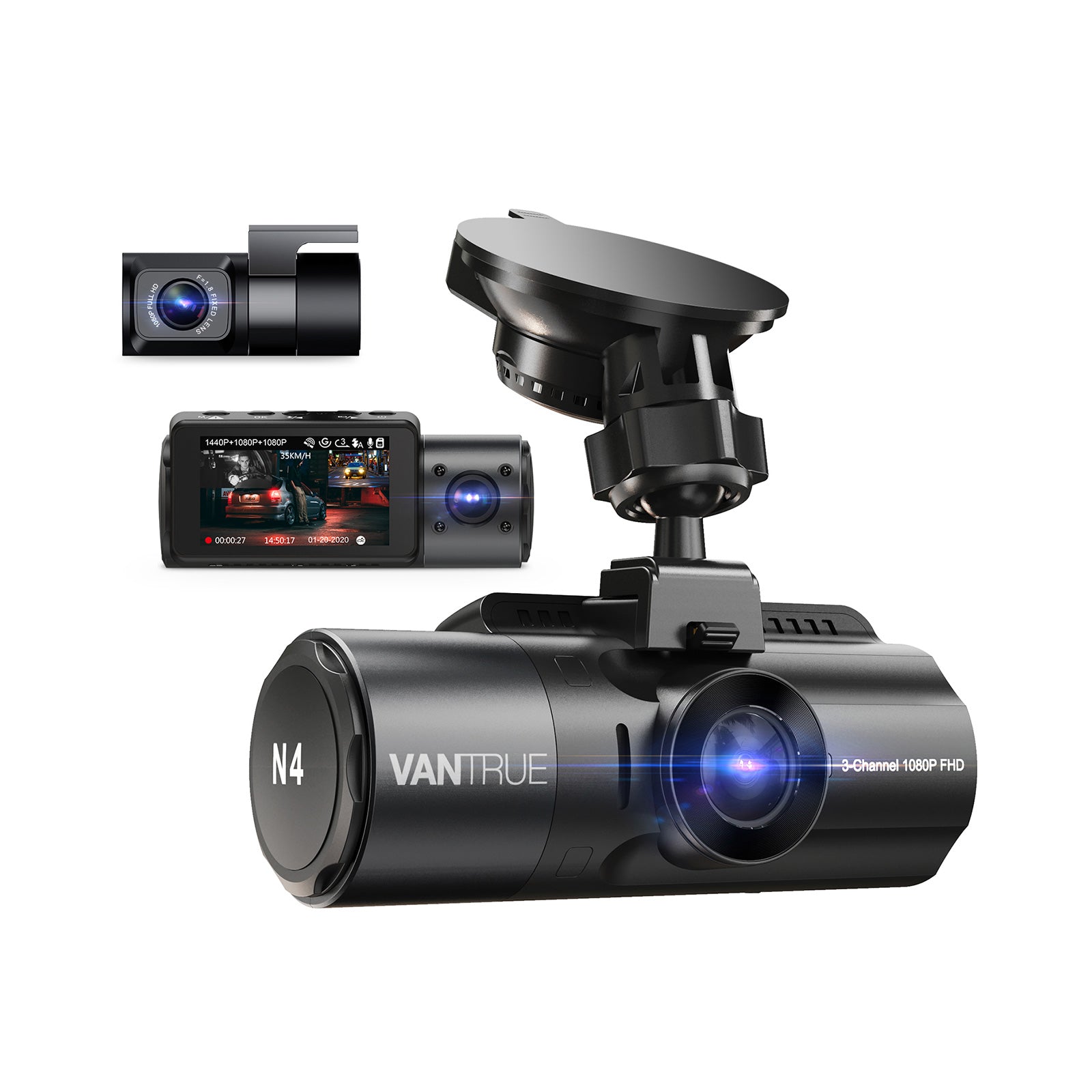 Vantrue N4 3 Channel Dash Cam | 4K+1080P+1080P Car Camera with IR