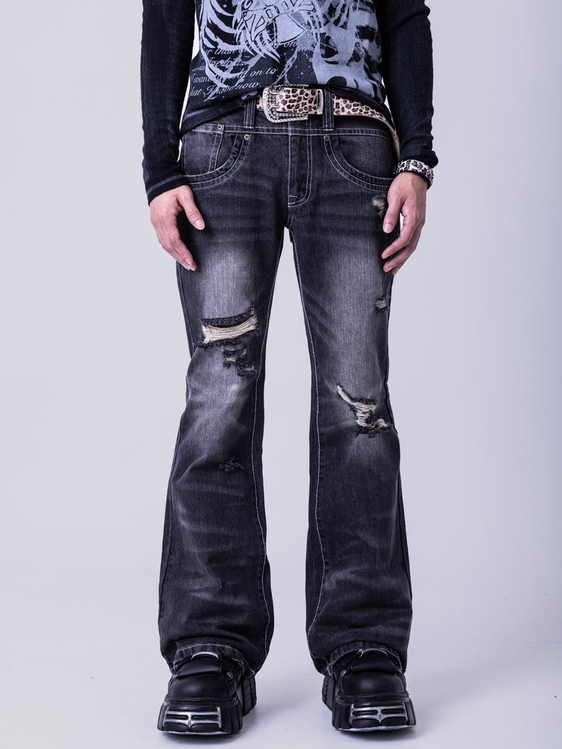 Double Cross Flare Denim Pants – YZ