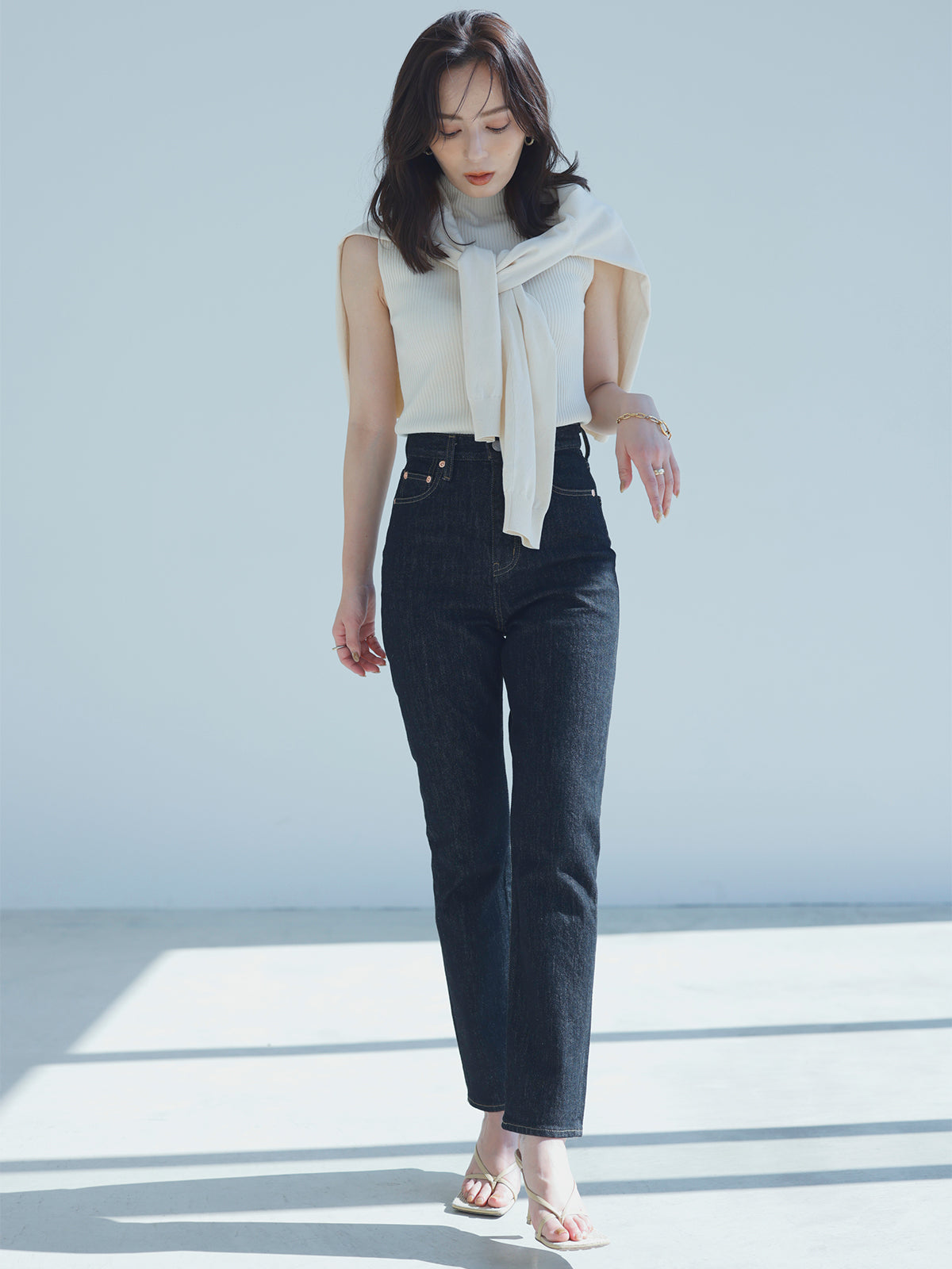 Slim straight denim
