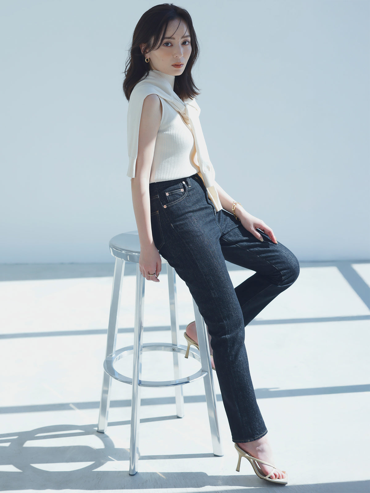 Slim straight denim