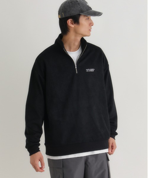 セール】【BACK NUMBER】フェイクスエードハーフZIPトレーナー