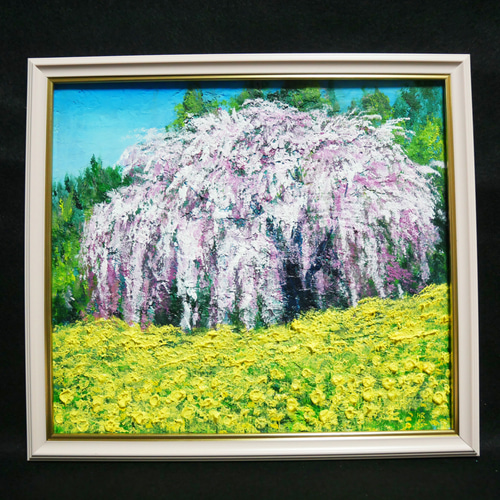 油絵 油彩 油彩画 絵 絵画 【しだれ桜】 絵画 HR 通販 17276842