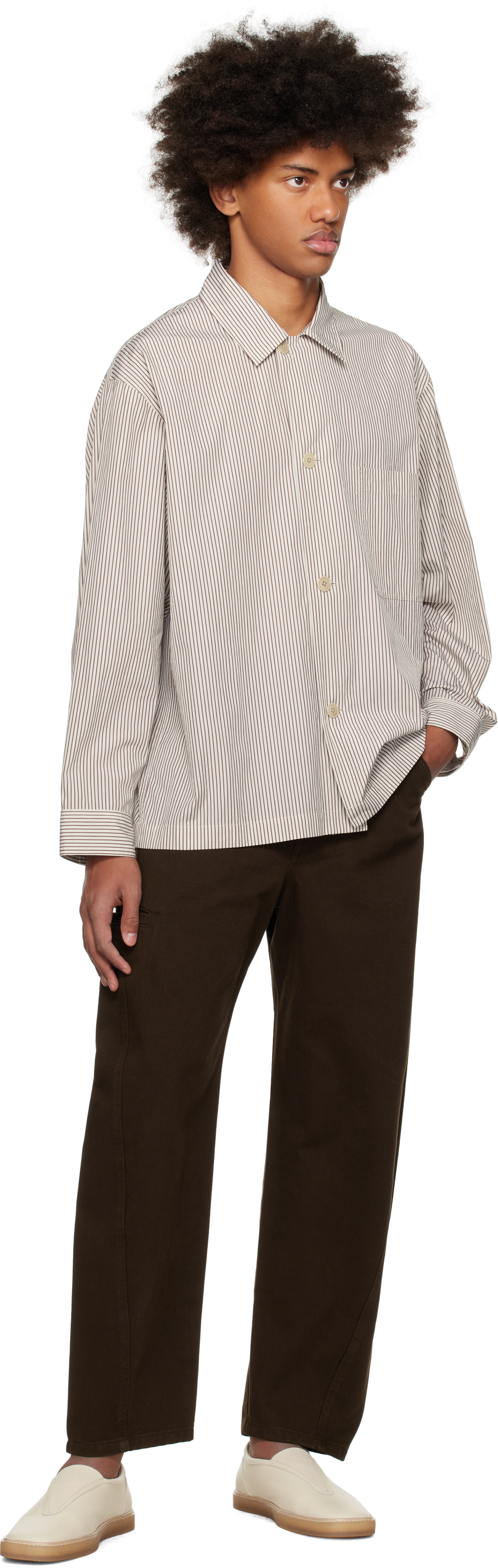 トップス LEMAIRE Striped Shirt sizeXS LEMAIRE White & Taupe