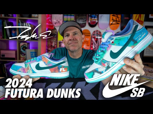 Nike SB x FUTURA Dunk Low Bleached Aqua Shoe Review! - YouTube