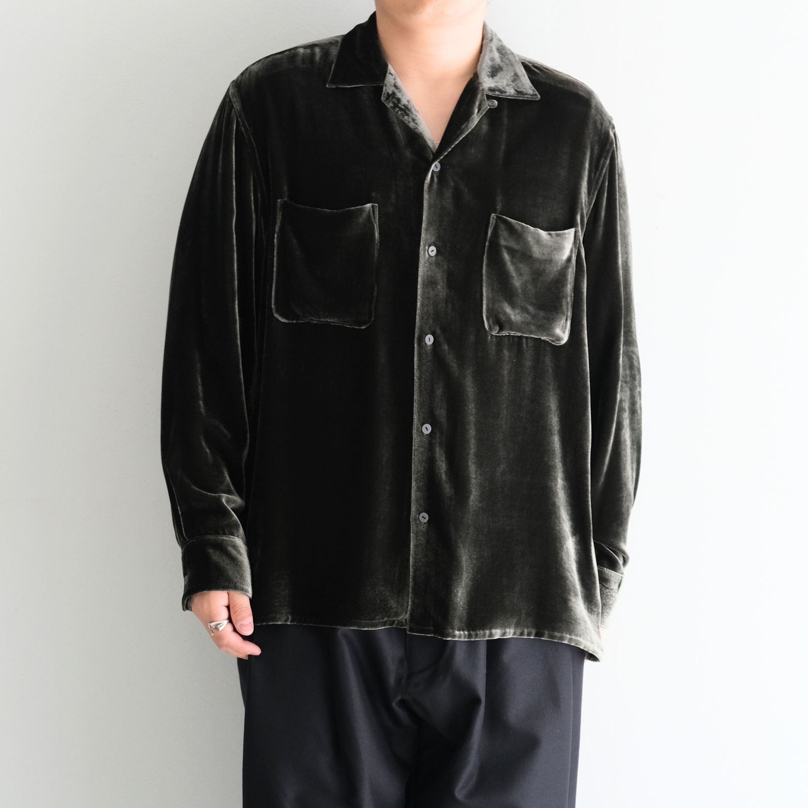 SEVEN BY SEVEN - VELVET OPEN COLLAR SHIRTS ‐Silk Rayon‐ / シャツ