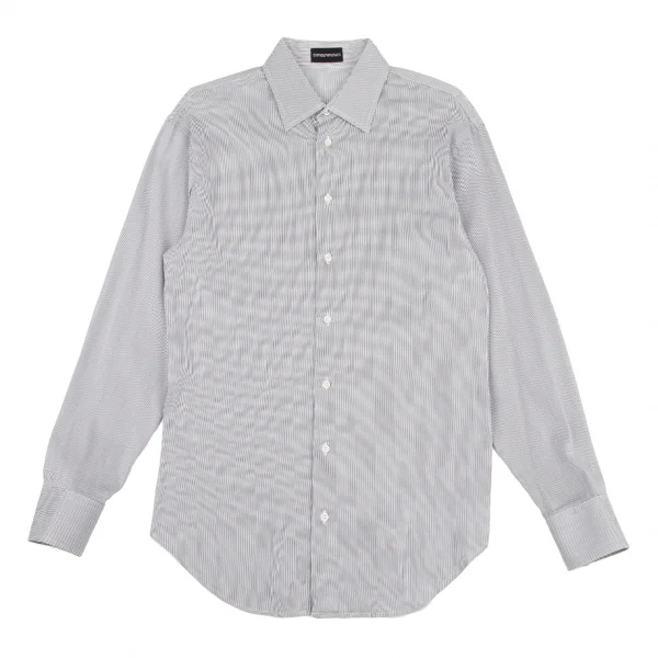 エンポリオアルマーニEMPORIO ARMANI ストライプシャツ 白グレー41 (K