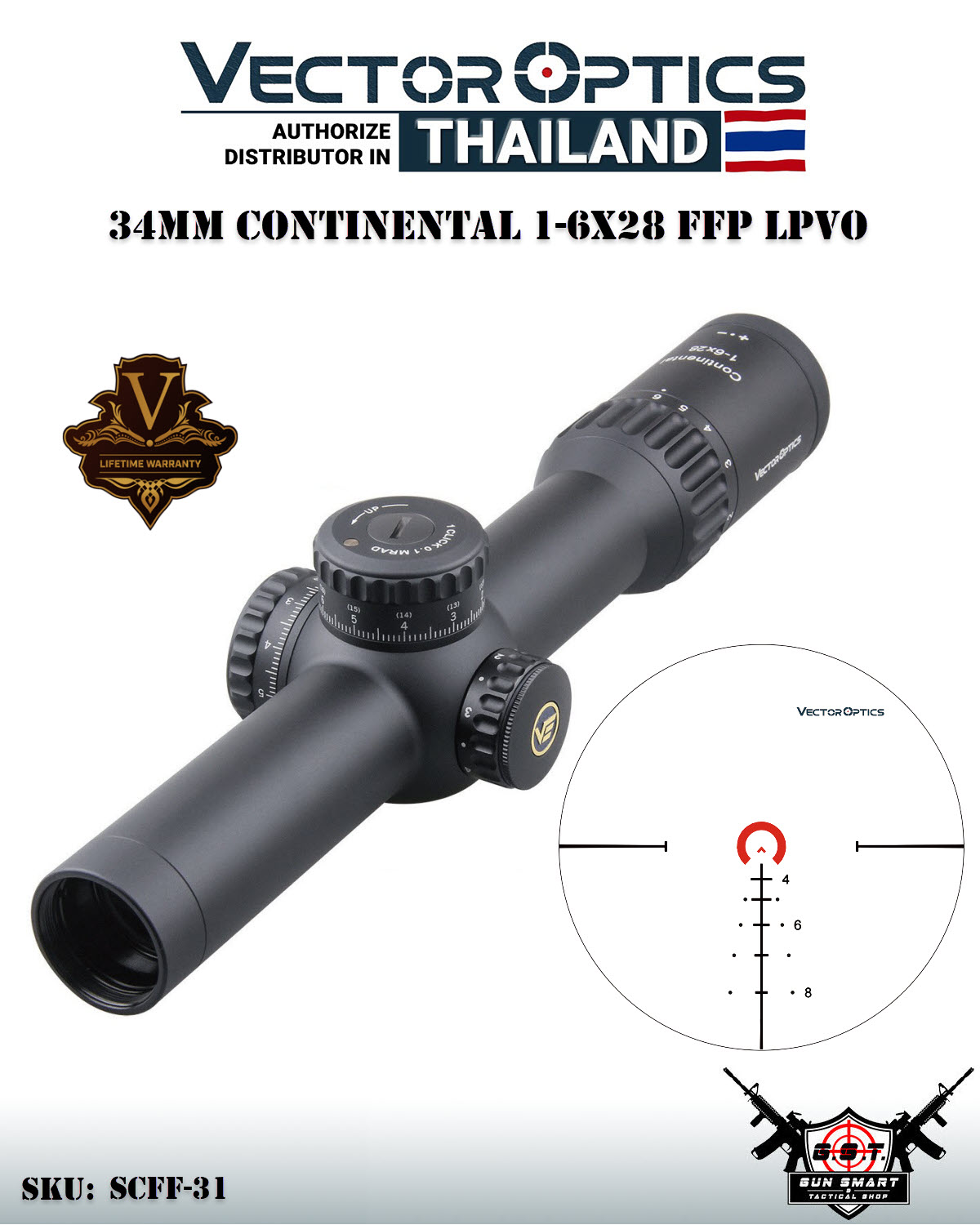 34MM CONTINENTAL 1-6X28 FFP LPVO - VectorOpticsThailand