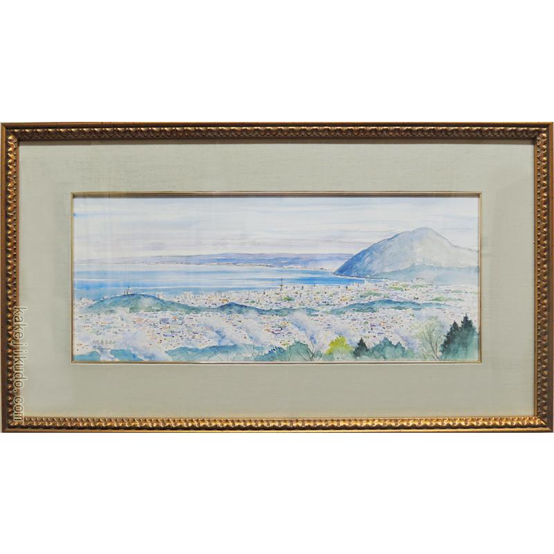 絵画 別府湾 高崎山 (滝川英彦) 【海・山】【肉筆】【水彩】【日本の