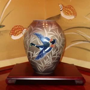 九谷焼 花瓶 陶器 古九谷人物 糠川清章（はせがわせいしょう）作