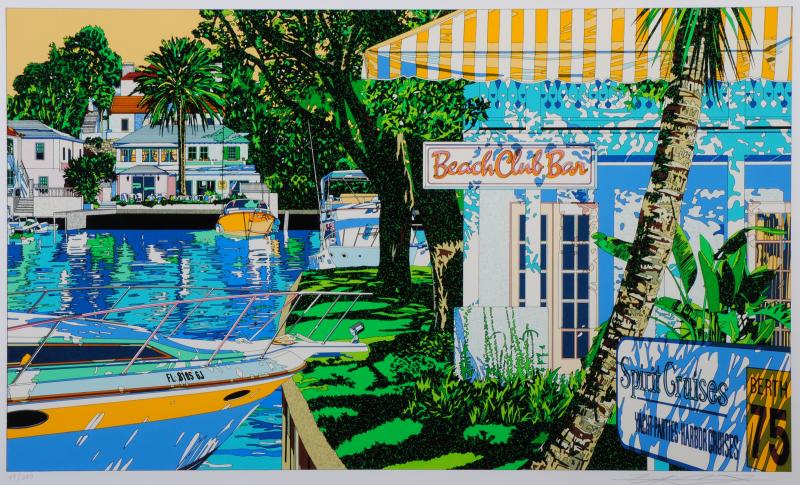 海の絵画をシルクスクリーンの版画で制作した鈴木英人の海の絵「ビーチ
