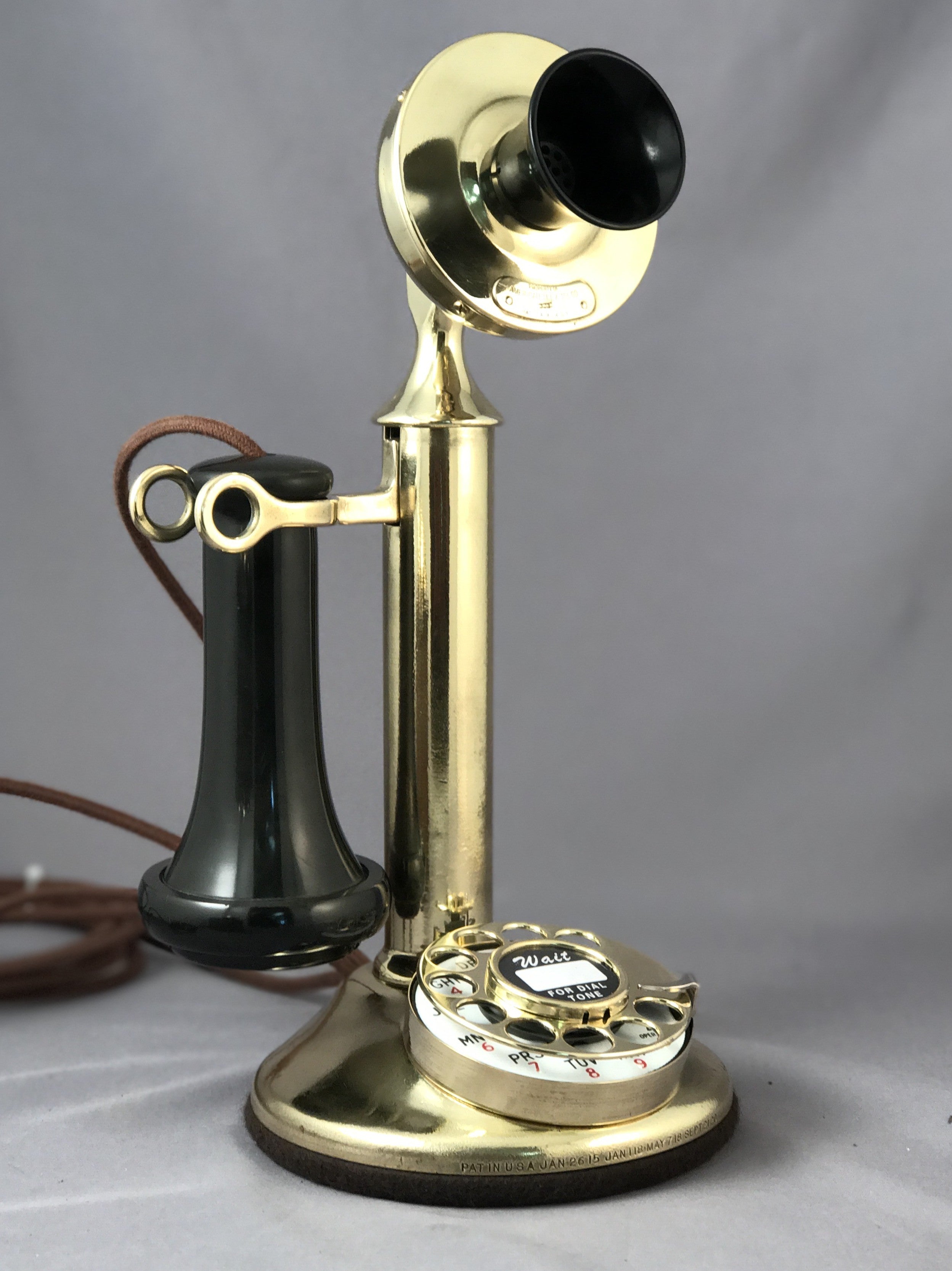 Western Electric Model 51 Brass Dial Candlestick and Wood Ringer