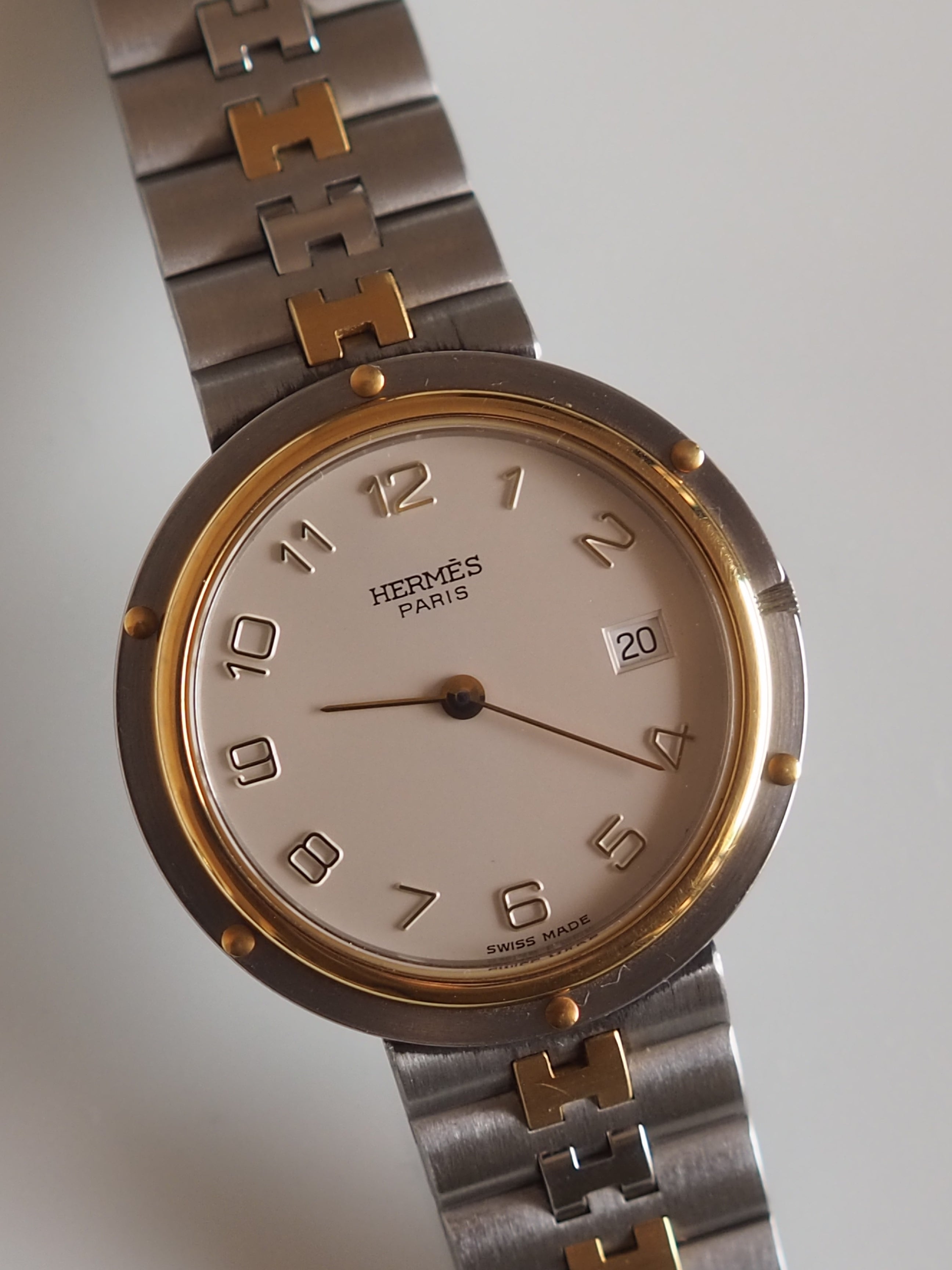 HERMES エルメス オリンピア ウォッチ 腕時計 メンズ コンビ シルバー