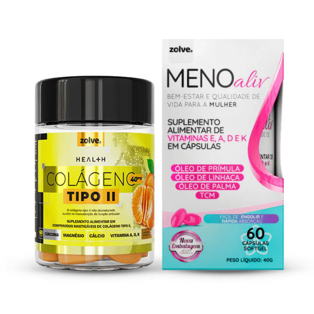 kit Meno aliv + Colágeno tipo 2 - Óleo de Prímula, não desnaturado