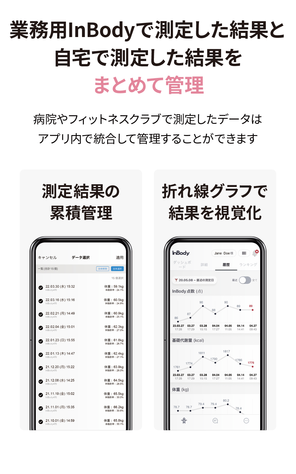 インボディ公式 体組成計 InBody Dial H30N アプリ スマートフォン