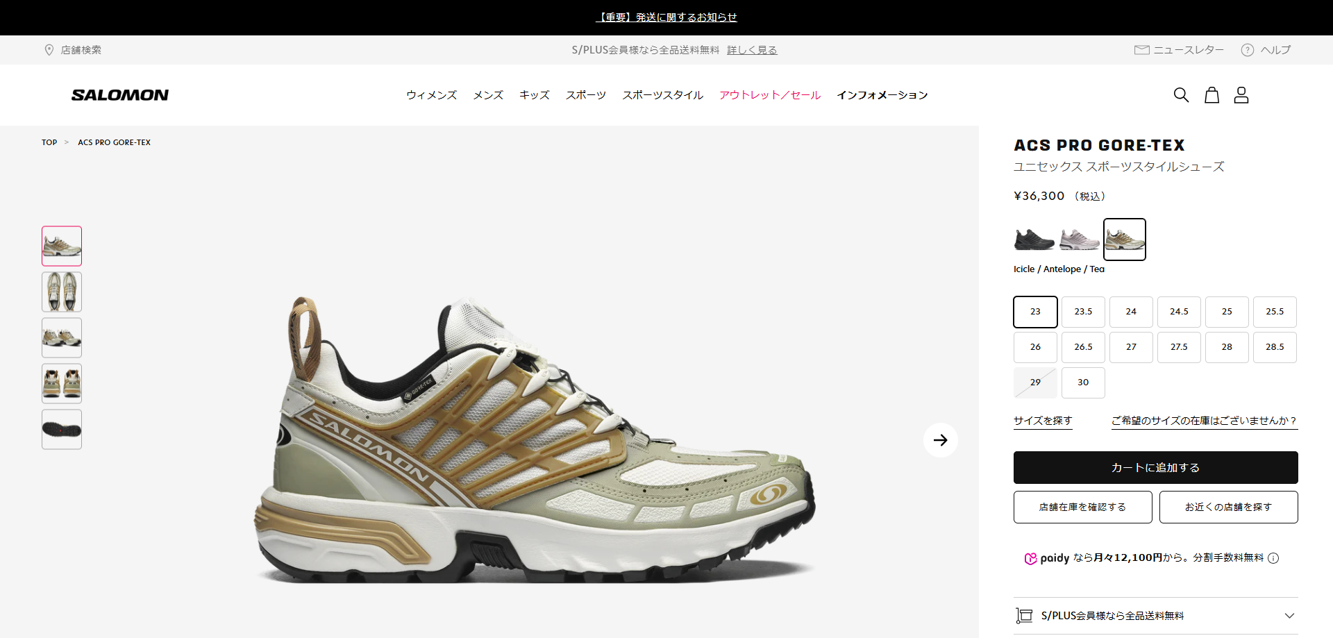 SALOMON（サロモン） 【50%OFF】 SALOMON ACS PRO GTX ACS プロ