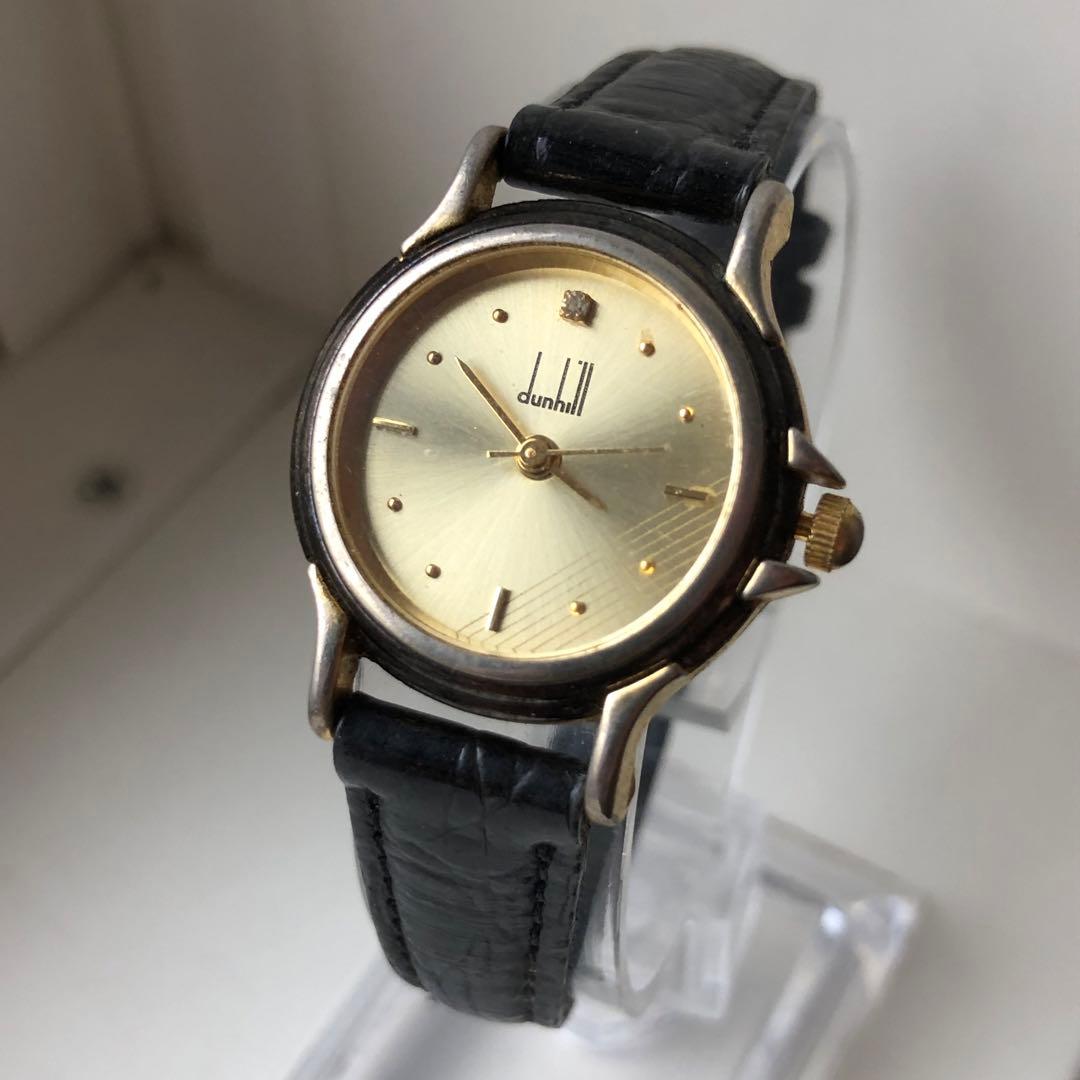 dunhill ダンヒル アナログクォーツ腕時計 電池新品 ゴールド/ブラック