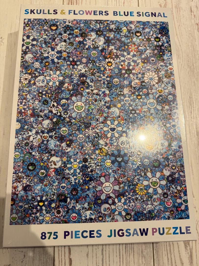 村上隆 パズル SKULLS & FLOWERS BLUE SIGNAL 875 現貨＿日本村上隆Skulls & Flowers Blue Signal 拼圖875片– 幾何圈圈