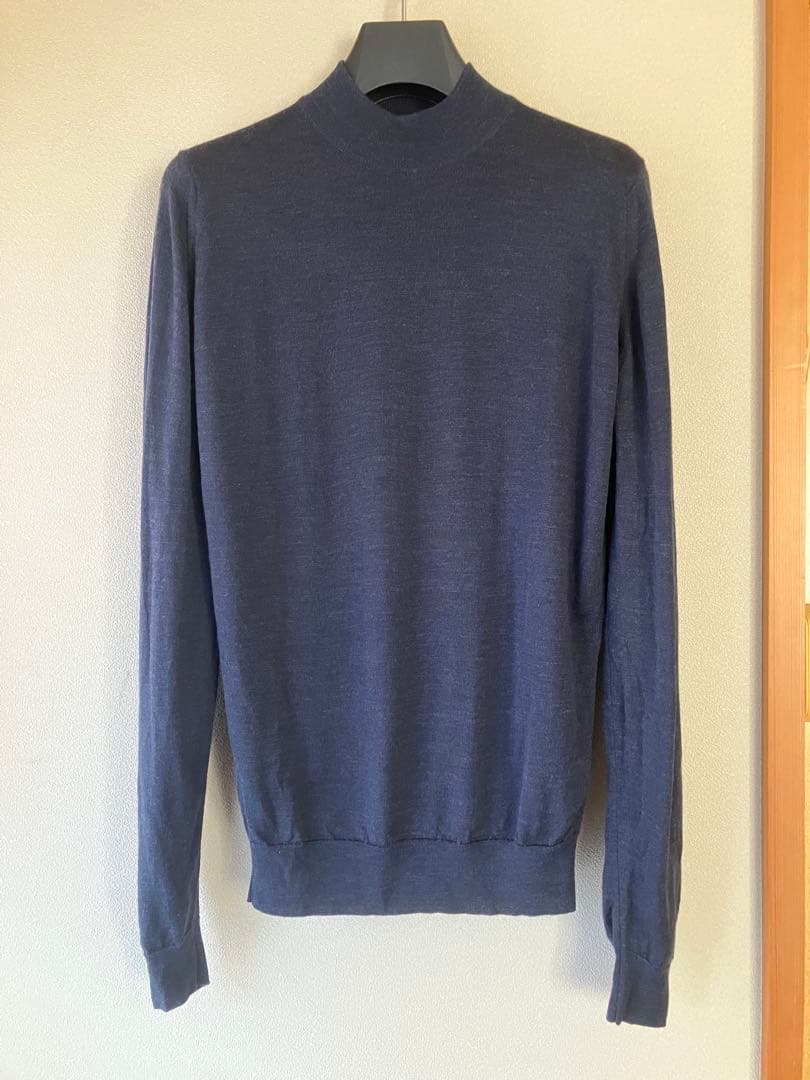 JOHN SMEDLEY メリノウール 30G モックネックニット ネイビー S
