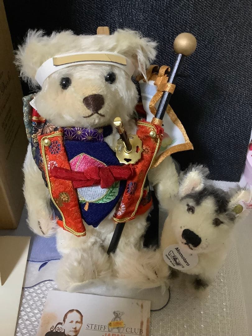 シュタイフSteiff Momotaro Bear and Dog Set限定品