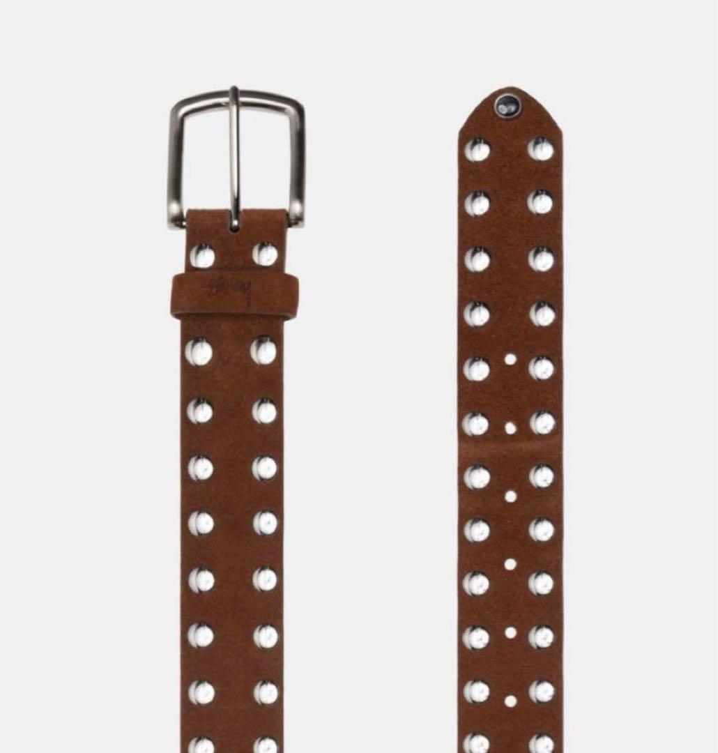 stussy 8 BALL STUDDED.BELT 茶リベットベルト s/m